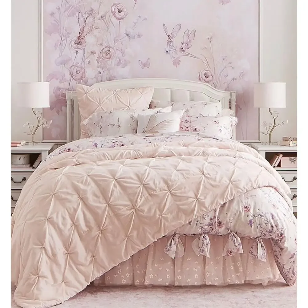 Pottery Barn Kids x Monique Lhuillier Velvet Pintuck Pillow Shams Blush Set of 2